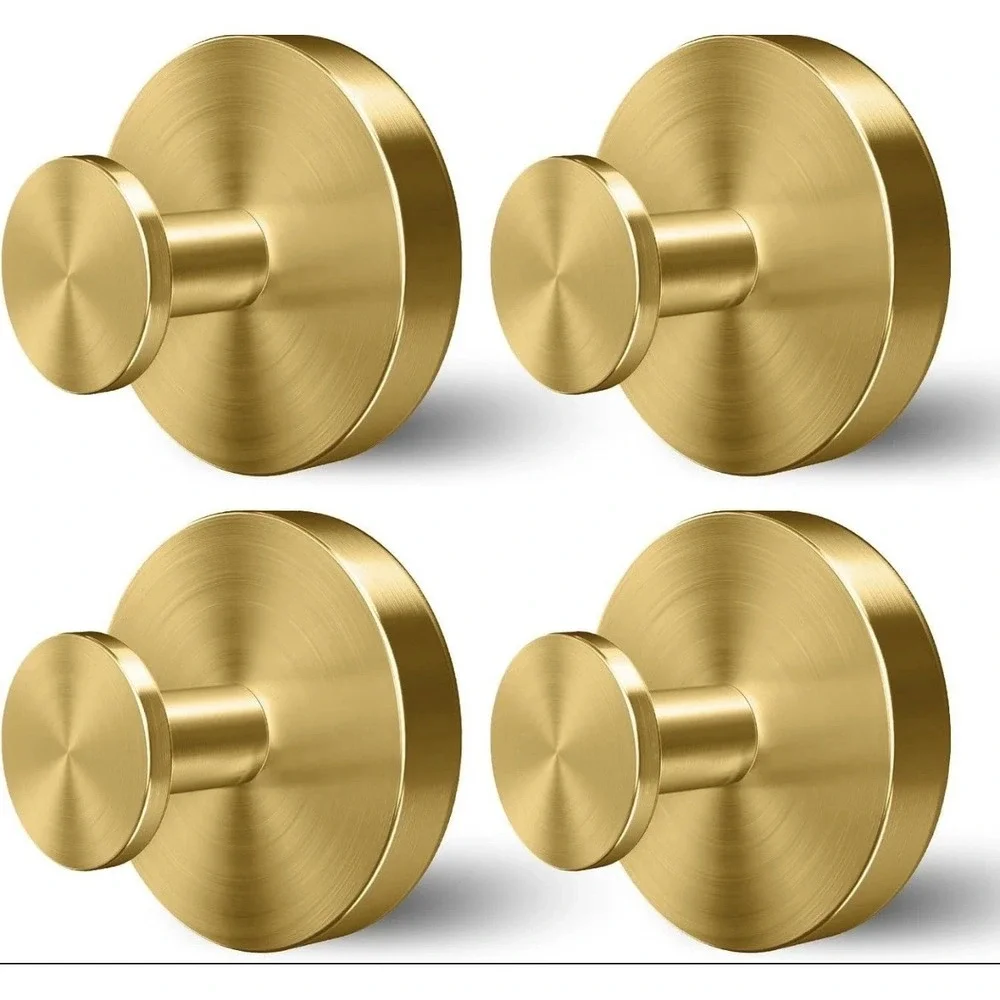 4 Suction Cup Wreath Hanger，Suction Cup Hooks Hanging 15 Lbs，Waterproof (GOLD)